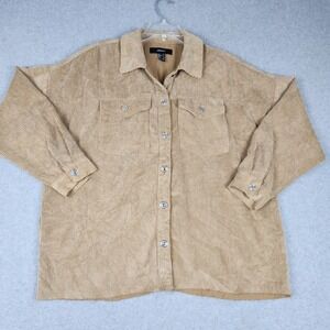 Forever 21 Shacket Womens Small Tan Corduroy Oversized Long Sleeve Button Front